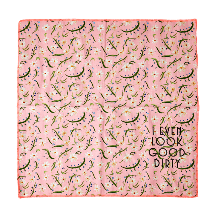 Lot de 2 Serviettes de table rose  "I even look good dirty" - Rice