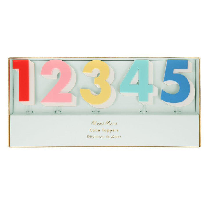 Cake topper chiffres en arc-en-ciel (ensemble de 10) - Meri Meri