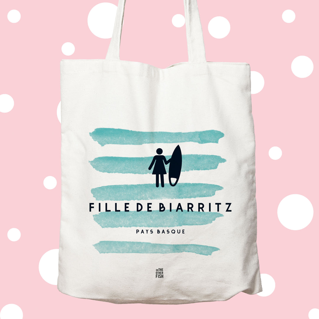 Biarritz, Pays Basque, surf, fille, plage, soleil, Pyrénées Atlantiques, sac, tote bag, océan, sud 