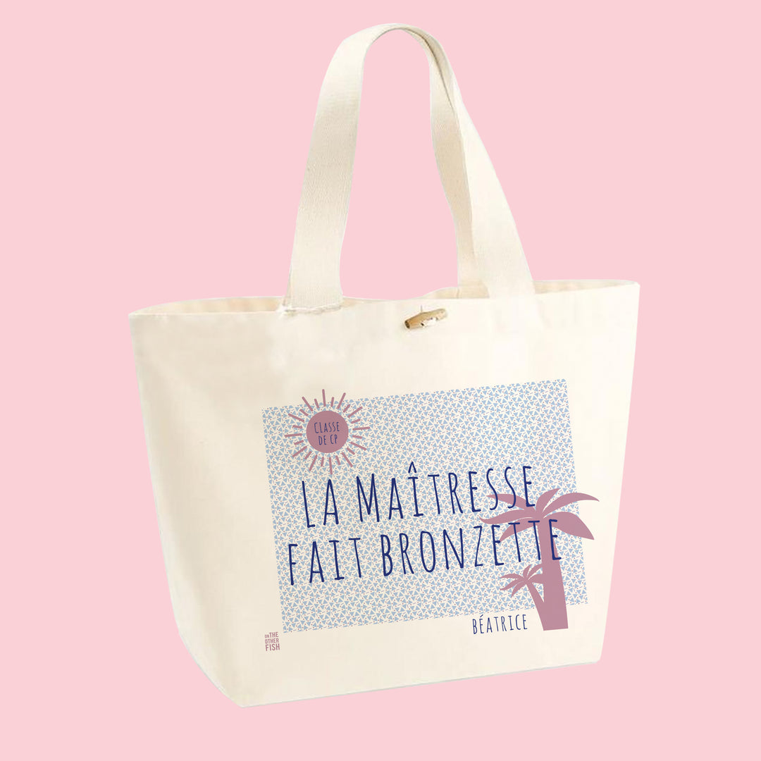 Sac Cabas à personnaliser - La maîtresse fait bronzette