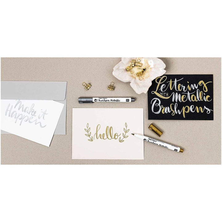 Paper Poetry - Metallic Brushpens - Or-argent - Rico Design