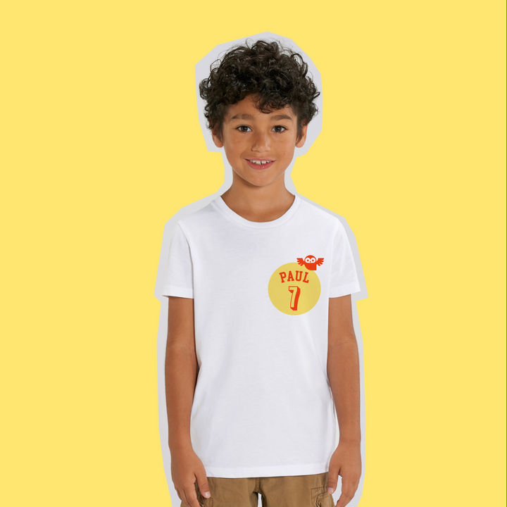 T-shirt d'anniversaire enfant à personnaliser - Jaune et Rouge