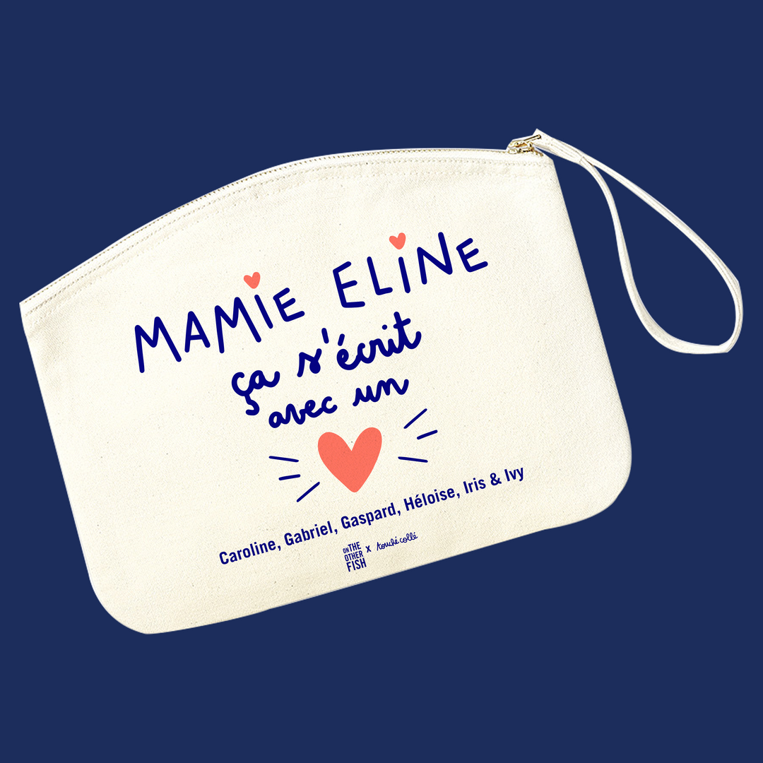 Trousse à personnaliser - Mamie ça s'écrit avec un cœur - Collaboration avec Touché Collé